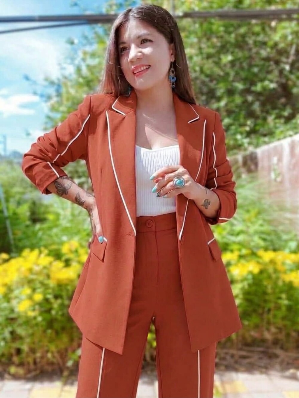 2pcs Stylish Oversized Blazer Jacket With Matching Pants Outfit Set